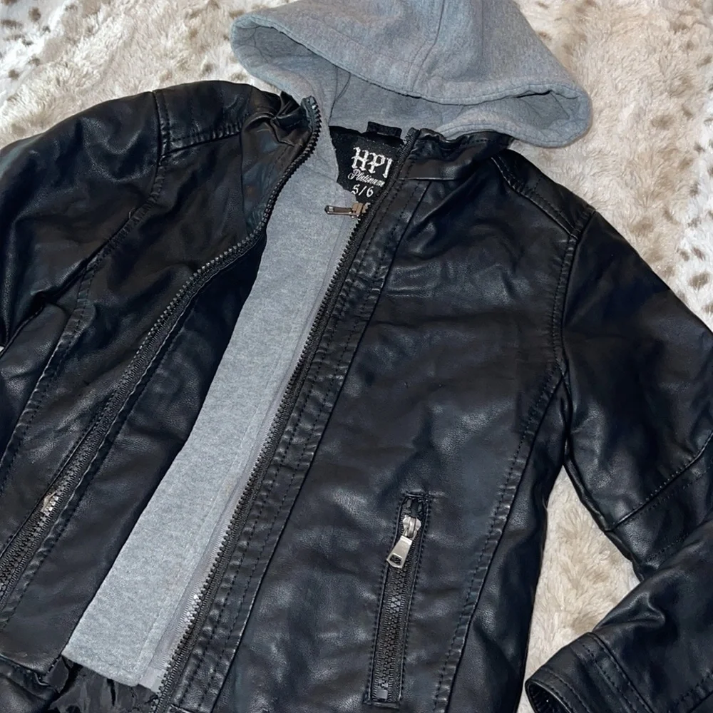 HPI Platinum Leather Hoodie Jacket Size 5/6